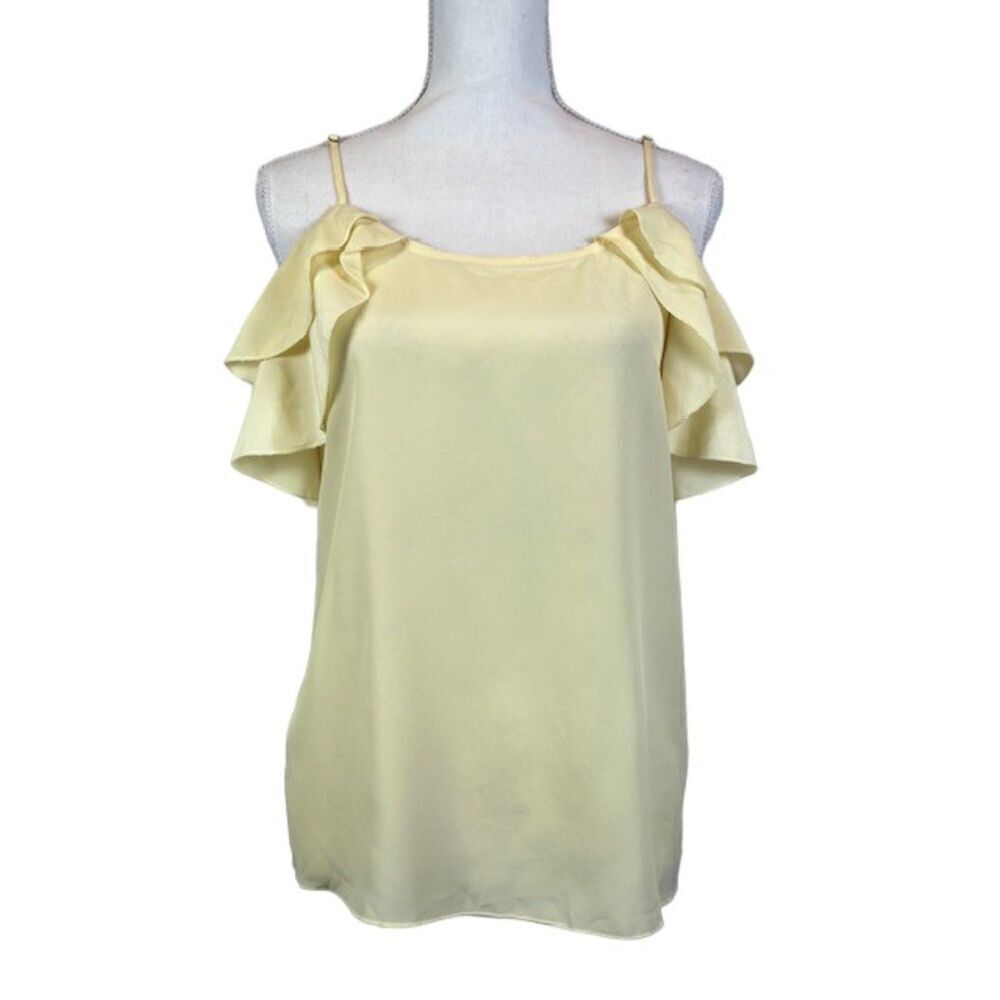 NSR Yellow Gauzy Drop Shoulder Ruffle Blouse Adjustable Straps Airy Size‎ Medium